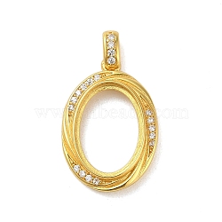 925 Sterling Silver Micro Pave Cubic Zirconia Pendant Setting, Oval, Tray: 14x10mm, 20.5x14x3mm, Hole: 4mm(STER-H113-03G-02)