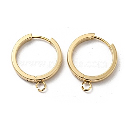 201 Stainless Steel Huggie Hoop Earrings Findings, with Vertical Loop, with 316 Surgical Stainless Steel Earring Pins, Ring, Real 24K Gold Plated, 20x3mm, Hole: 2.7mm, Pin: 1mm(STAS-A167-01P-G)