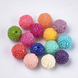 Synthetic Coral Beads, Dyed, Floral, Mixed Color, 10~10.5x10~10.5mm, Hole: 1.2mm(CORA-S027-26C)