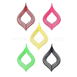 Spray Painted 430 Stainless Steel Big Pendants, Etched Metal Embellishments, Teardrop Charm, Mixed Color, 59x35x0.4mm, Hole: 1.2mm(STAS-K257-39)