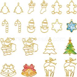 Olycraft Christmas Zinc Alloy Open Back Bezel Pendants, For DIY UV Resin, Epoxy Resin, Pressed Flower Jewelry, Long-Lasting Plated, Mixed Shapes, Golden, Pendants: 20pcs/box(PALLOY-OC0001-81G)