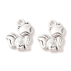 Alloy Charms, Fox, Antique Silver, 15x12x3mm, Hole: 2mm(PALLOY-P120-02)