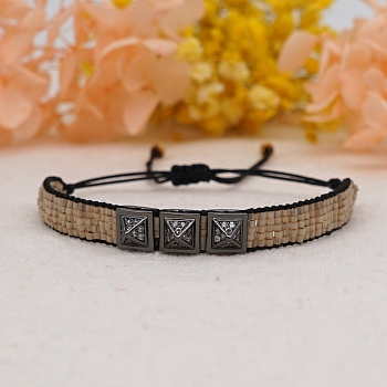 Adjustable Nylon Cord Braided Bead Bracelets, with Glass Seed Beads, Peru, 11 inch(28cm)