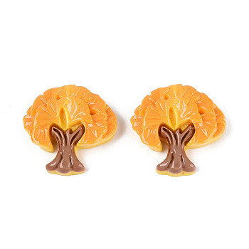 Opaque Resin Decoden Cabochons, Ginkgo Tree, Orange, 25~25.5x25~25.5x7~7.5mm