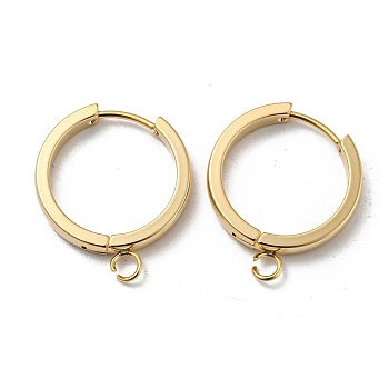 201 Stainless Steel Huggie Hoop Earrings Findings, with Vertical Loop, with 316 Surgical Stainless Steel Earring Pins, Ring, Real 24K Gold Plated, 20x3mm, Hole: 2.7mm, Pin: 1mm