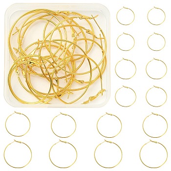 16Pcs 4 Size Brass Hoop Earring Findings, DIY Material for Basketball Wives Hoop Earrings, Golden, 30~45x1.2mm, 4Pcs/size