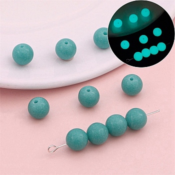 Luminous Glass Glow in the Dark Beads, Round, Dark Cyan, 6mm, 20pcs/bag