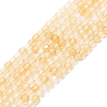 Natural Citrine Beads Strands, Faceted, Cube, 2x2x2mm, Hole: 0.6mm, about 182pcs/strand, 15.16''~15.55''(38.5~39.5cm)