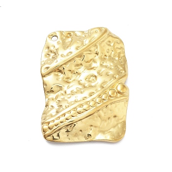 304 Stainless Steel Pendants, Real 18K Gold Plated, Textured, Rectangle, 29x21x4mm, Hole: 1.4mm