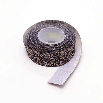 Polyester Ribbon, Leopard Print Theme Pattern, for Gift Wrapping, Floral Bows Crafts Decoration, Dark Gray, 1 inch(25mm), about 10yards/roll