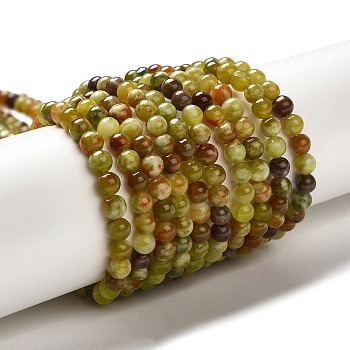Natural Serpentine Beads Strands, Round, 4mm, Hole: 1mm, about 102pcs/strand, 3.98''(10.1cm)