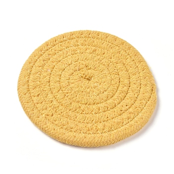 Cotton Thread Weave Hot Pot Holders, Hot Pads, Coasters, For Cooking and Baking, Gold, 117x7mm
