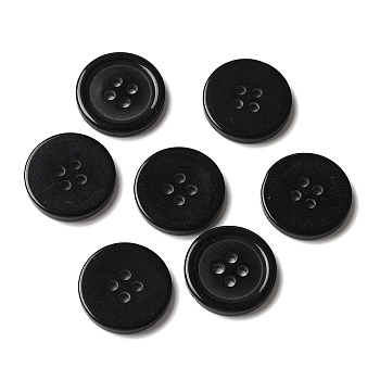 Resin Buttons, Dyed, Flat Round, Black, 18x3mm, Hole: 2mm, 395pcs/bag