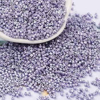 Baking Paint Glass Seed Beads, Cylinder, Lavender, 2x1.5mm, Hole: 1mm, about 50398pcs/pound