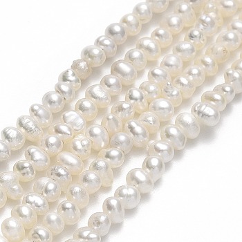 Natural Cultured Freshwater Pearl Beads Strands, Potato, Linen, 2~3x2.8~3.5x2.8~3.5mm, Hole: 0.5mm, about 130~143pcs/strand, 14.06~14.25 inch(35.7~36.2cm)