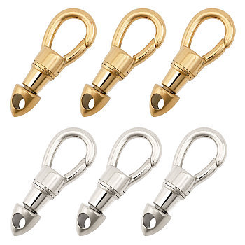 6Pcs 2 Colors 304 Stainless Steel Lobster Claw Clasps, Teardrop, Platinum & Golden, 26x10x6mm, Hole: 3mm, 3pcs/color