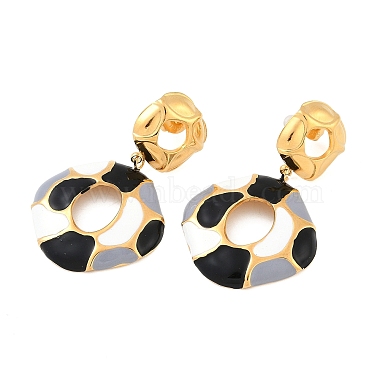 304 Stainless Steel Enamel Dangle Stud Earrings for Women(EJEW-F353-01G-02)-4