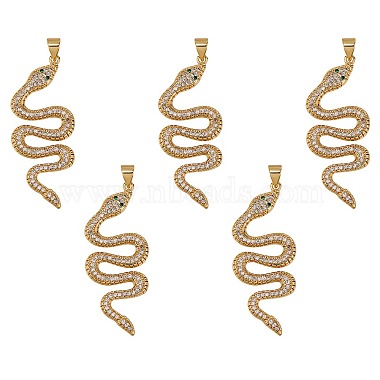 Golden Clear Snake Brass+Cubic Zirconia Pendants