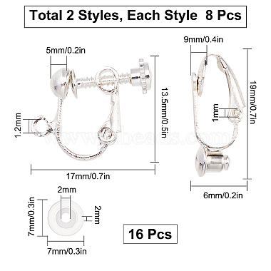 sunnyclue 16 個 2 スタイルのクリップオン イヤリングの所見(DIY-SC0019-20)-2