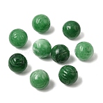 Natural Myanmar Jade Dyed Beads, Carved Round Beads, Half Drilled, Green, 13~13.5mm, Hole: 1.8mm(G-C283-01)