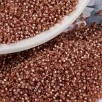 MIYUKI Round Rocailles Beads, Japanese Seed Beads, 15/0, (RR553) Dyed Dark Peach Silverlined Alabaster, 1.5mm, Hole: 0.7mm, about 5555pcs/10g(X-SEED-G009-RR0553)
