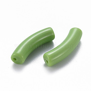 Opaque Acrylic Beads, Curved Tube, Olive Drab, 32x9.5x8mm, Hole: 1.8mm, about 330pcs/500g(MACR-S372-002B-S031)