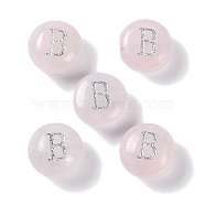 Natural Rose Quartz Beads, Rondelle with Letter, Letter B, 8.5~9x5~5.5mm, Hole: 1.2mm(G-L524-20B-01)