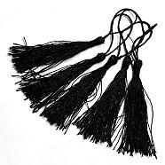 Polyester Tassel Decorations, Pendant Decorations, Black, 130x6mm, Tassel: 70~90mm(OCOR-Q023-16)