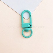 Baking Painted Alloy Swivel Clasps, Swivel Snap Hook, with Iron Findings, Pale Turquoise, 33.5x13x5mm, Hole: 6x9.5mm(PALLOY-TAC0011-45I)