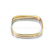 3Pcs Women's Simple Fashion Square Vacuum Plating 304 Stainless Steel Stackable Bangles, Mixed Color, Inner Diameter: 2-1/8x2-3/4 inch(5.5x7cm)-1/8 inch(5.5cm)(BJEW-O182-05M)