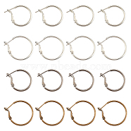 CHGCRAFT 16 Pairs 4 Style Brass Hoop Earrings, Ring, Mixed Color, 20~24x1.5mm, Pin: 0.6~0.7mm, 4 pairs/style(KK-CA0001-80)