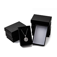 Cardboard Paper Jewelry Set Boxes, with Black Sponge, for Jewelry and Gift, Rectangle, Black, 8x5x2.7cm(CBOX-G015-04)