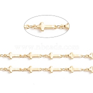 Brass Sideways Cross Link Chains, with Spool, Soldered, Long-Lasting Plated, Real 18K Gold Plated, 13.5x5x1.5mm, about 32.8 Feet(10m)/roll(CHC-E021-10A)