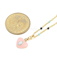 Brass Pendant Necklaces, with Resin, Real 14K Gold Plated, Heart, 15.75 inch(40cm)+55mm extender, pendants: 12x13mm.(NJEW-R006-01G-01)