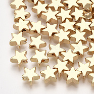 Brass Beads, Star, Real 18K Gold Plated, 8x8x3mm, Hole: 1.2mm(KK-S348-428A)