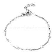 304 Stainless Steel Curved Bar Link Chain Bracelets, Stainless Steel Color, 7-1/4 inch(18.5cm)(BJEW-K266-13P)