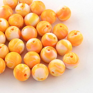 Opaque Acrylic Beads, Round, Orange, 10mm, Hole: 2mm(X-SACR-R853-10mm-203)