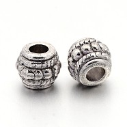 Tibetan Silver Beads, Cadmium Free & Nickel Free & Lead Free, Barrel, Antique Silver, 8x6.5mm, Hole: 3.5mm(LF0009Y-NF)