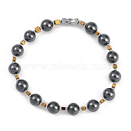 Synthetic Non-magnetic Hematite Beaded Stretch Bracelets for Women Men, with Platinum Alloy Clasp, 7-7/8 inch(20cm)(BJEW-F480-02E)