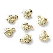 Brass Charms, Fish, Real 24K Gold Plated, 9.5x8x3mm, Hole: 1mm(X-KK-H739-04G)