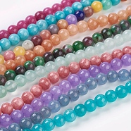 Natural White Jade Beads Strands, Dyed, Round, Mixed Color, 8mm, Hole: 1mm, about 48pcs/Strand(G-D453-8mm)