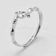 Adjustable 925 Sterling Silver Ring Components, For Half Drilled Beads, Size 6, Platinum, 16mm, pin: 0.4mm(STER-K038-031P)
