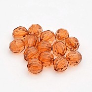 Faceted Transparent Acrylic Round Beads, Sandy Brown, 8mm, Hole: 1.5mm, about 1800pcs/500g(DB8MMC05)