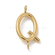 304 Stainless Steel Letter Connector Charms, Real 14K Gold Plated, Letter Q, 12x6x2mm, Hole: 1.2mm(STAS-M108-01G-17)