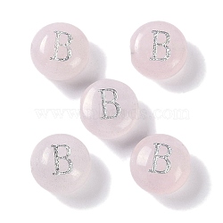 Natural Rose Quartz Beads, Rondelle with Letter, Letter B, 8.5~9x5~5.5mm, Hole: 1.2mm(G-L524-20B-01)