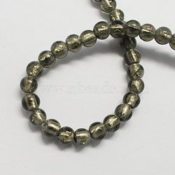 Handmade Silver Foil Glass Beads, Round, Gray, 7.5~8.5mm, Hole: 1mm(FOIL-R054-2)