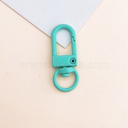 Baking Painted Alloy Swivel Clasps, Swivel Snap Hook, with Iron Findings, Pale Turquoise, 33.5x13x5mm, Hole: 6x9.5mm(PALLOY-TAC0011-45I)