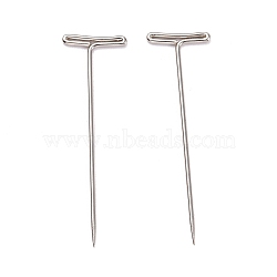 Nickel Plated Steel T Pins for Blocking Knitting, Modelling, Wig Making and Crafts, Stainless Steel Color, 51x15x1.5mm, Hole: 0.5x12.5mm, 200pcs/box(FIND-D023-01P-05)