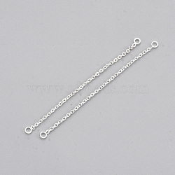 Brass Chain Links connectors, Silver Color Plated, 55x1x1mm, Hole: 1.6mm(KK-T044-03A-S)