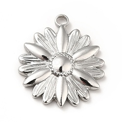 Non-Tarnish 304 Stainless Steel Pendants, Flower Charms, Stainless Steel Color, 25.5x22x3mm, Hole: 2.5mm(STAS-H172-12P)